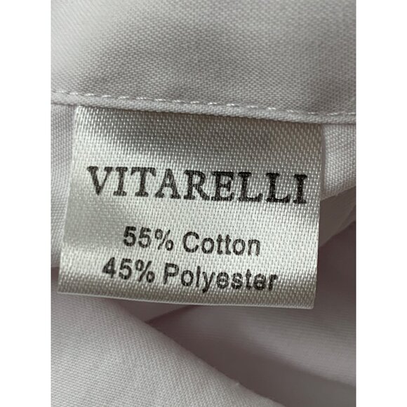 Vitarelli Mens White Dress Shirt 16.5 L Spread Collar Trim Fit Italy RN10518 - Picture 5 of 9